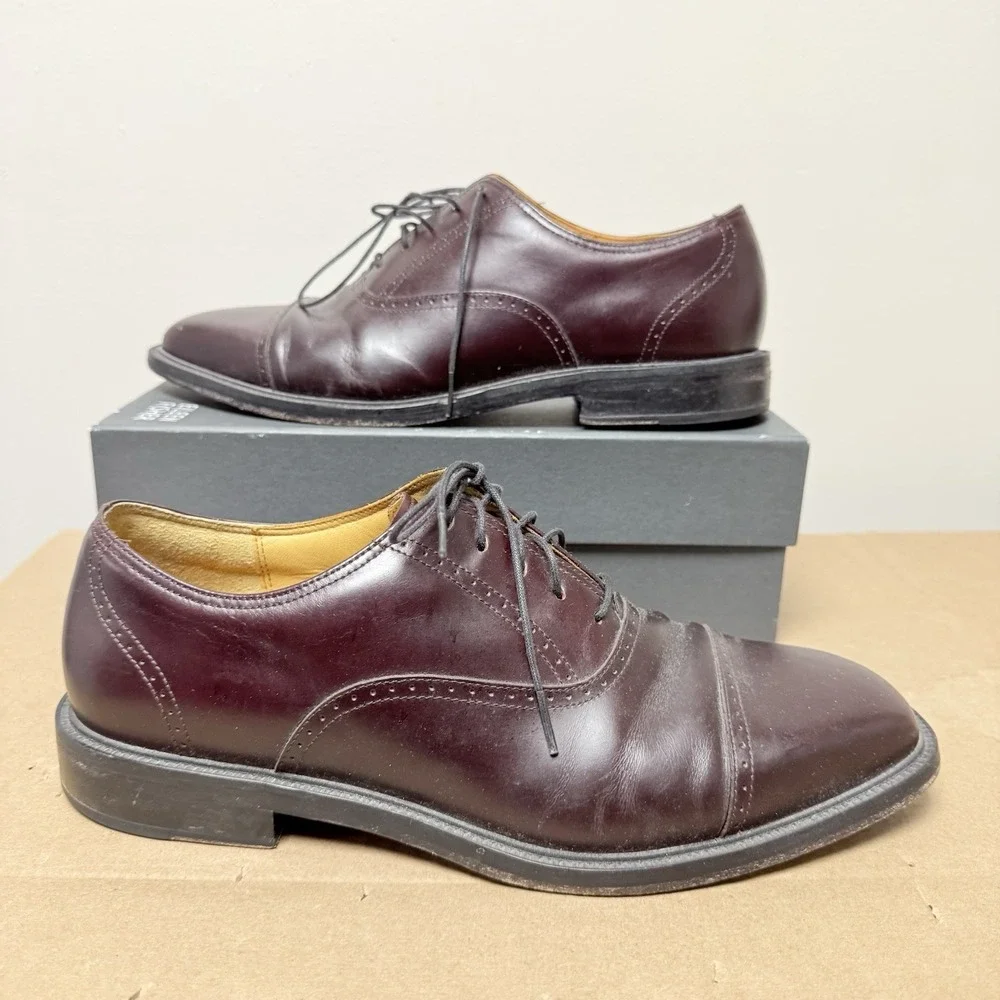 ROCKPORT MENS DRESS SHOE 10M CAP TOE OXFORD‎ BURGUNDY APM1201E